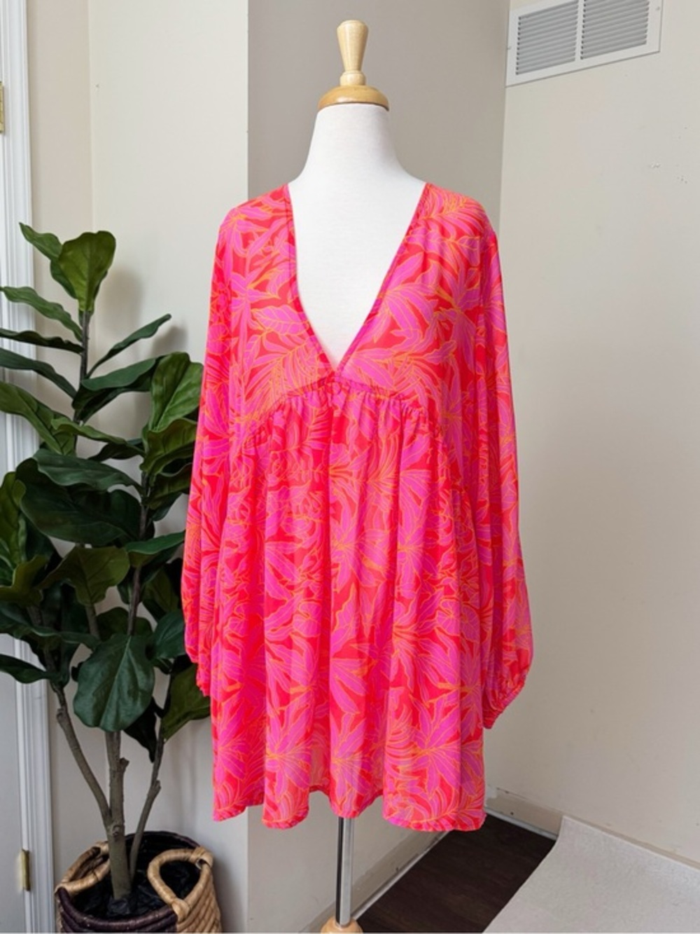 H&M Pink and Orange Floral Dress